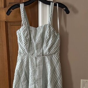 City Studio Green and White Striped Mini Dress